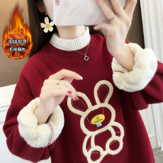 批发毛根绣华棉复合北极绒重磅华棉330克宽松圆领印花<b class='q'>卫衣</b>