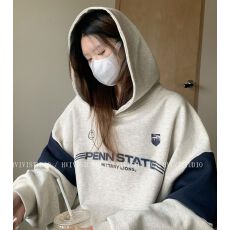 批发已出货 华棉复合仿超 330克 加绒加厚不起球连帽卫衣外套女印花