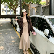 批发原版蝙蝠袖针织开衫衣服套装女<b class='q'>秋冬</b><b class='q'>连衣裙</b>上衣韩系百搭慵懒感穿搭