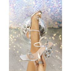 批发8字异形跟凉鞋夏季新款凉鞋女透明一字带蝴蝶结高跟凉鞋<b class='q'>大码</b>43