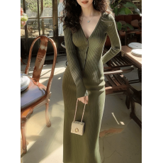 批发韩国复古高级感温柔针织毛衣<b class='q'>连衣裙</b>女秋冬轻熟风<b class='q'>OL</b>穿搭内搭打底裙