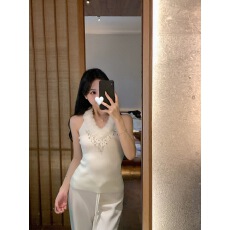 批发周耶耶 白色狐狸毛内搭打底衫毛针织衫女秋冬季新款露肩上衣纯欲