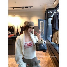 批发板栗可可Bankelili'雾岛观雪'费尔岛坎肩<b class='q'>罩衫</b>/吊带针织两件套女冬