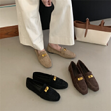 批发米庭一脚蹬平底单鞋2026春<b class='q'>夏</b>新款舒适乐福鞋金属扣时尚百搭豆豆鞋