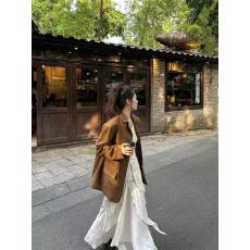 批发麂皮西装<b class='q'>外套</b>女2025春秋季新款美拉德棕色高级感小个子咖色上衣