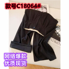 批发深灰色加绒西装阔腿裤女秋冬新款窄版直筒毛呢裤慵懒风梧桐山本裤