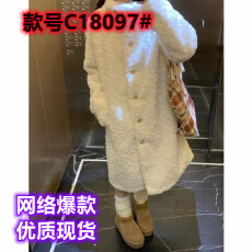 批发原版加厚夹棉 有内里 大衣秋冬加厚宽松羊羔毛长款环保毛毛外套女