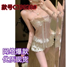 批发重工绑带蝴蝶结蕾丝花边束腰无袖抹胸背心<b class='q'>春</b>夏修身显瘦内搭上衣女