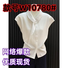 批发法式飘带甜美白色上衣女夏季新款大码设计休闲宽松显瘦<b class='q'>衬衫</b>