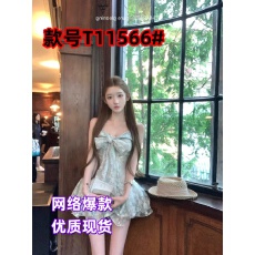 批发生日小礼裙高级感蕾丝拼接蓬蓬甜美公主裙收腰蝴蝶结吊带连衣裙女