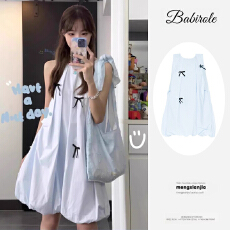 批发小众设计师蓝色无袖背心<b class='q'>连衣裙</b>子2026新款夏季女装小个子显高短裙