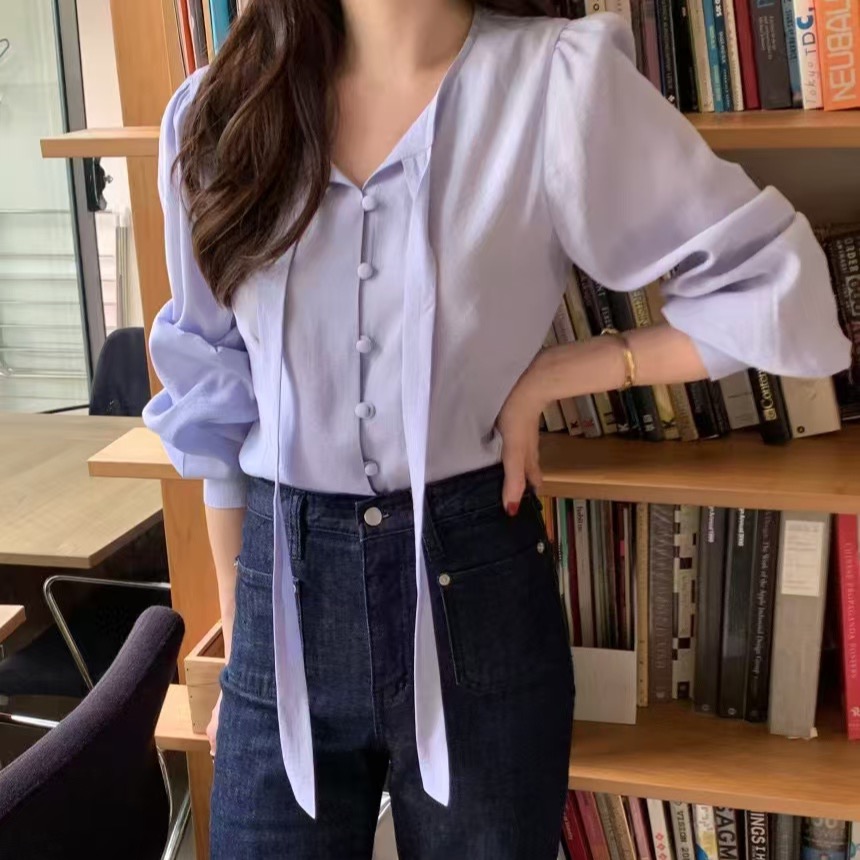 한 스타일 셔츠 여성 긴 소매 항구 바람 봄 가을 새로운 루즈핏 슬림해 보이는 재킷 Chic 작은 셔츠