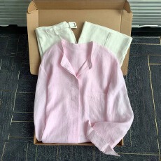 批发粉色天丝亚麻<b class='q'>衬衫</b>外套女夏薄款独特超好看小衫棉麻防晒上衣