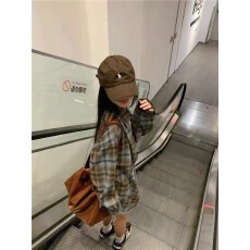 批发潮牌双色磨毛格子衬衫男女秋季复古美式宽松长袖衬衣情侣<b class='q'>外套</b>
