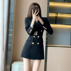 批发高级感西装连衣裙女2024秋新款气质西服外套职业套装赫本风裙子