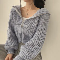 批发小香风蝴蝶结<b class='q'>针织</b>开衫女春秋纯欲甜辣妹短款上衣<b class='q'>打底衫</b>泡泡袖毛衣