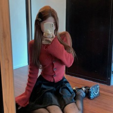 批发秋冬法式蝴蝶结圆领<b class='q'>针织衫</b>女秋冬木耳边打底显瘦针织上衣