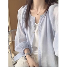 批发亚麻防晒衬衫外套女薄夏季天小开衫外搭宽松长袖<b class='q'>短款</b>上衣