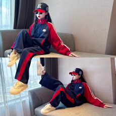 批发韩版女童潮酷穿搭2025新款大童女孩卫衣套装<b class='q'>儿童</b>洋气运动童装衣服