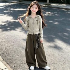 女童韩系开衫外套套装秋季2026新款秋装洋气女大童早秋穿搭一整套