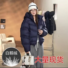 批发2025年女新款设计感气质冬季白鹅绒百搭外套