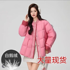批发2025年女新款设计感气质冬季白鹅绒百搭外套