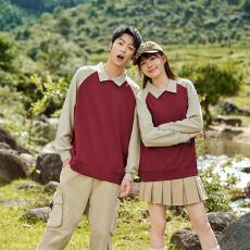 批发秋冬季工服定制翻领长袖卫衣拼色菠萝格POLO衫广告衫【提前报货】