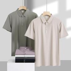 男士新款休闲商务短袖翻领纯色T恤冰丝POLO衫普宁仓现货提前报V