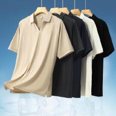 批发新款翻领<b class='q'>短袖</b>T恤男夏季V字翻领男士休闲上衣(普宁仓现货提前报V)