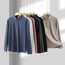 批发长袖桑蚕丝polo衫定制<b class='q'>春</b>秋翻领工作服文化衫(普宁仓现货提前报V)