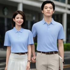 批发可定制logo上衣夏季短袖翻领POLO衫餐饮奶茶咖啡店工作服团体服