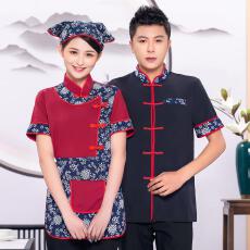 批发小兰花短袖舒适透气<b class='q'>工作服</b>中式亲肤经典端庄大气<b class='q'>服务员</b>服【定制】
