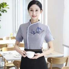 批发空谷幽兰时尚大气抗皱<b class='q'>酒店</b><b class='q'>工作服</b>短袖亲肤透气服务员服【定制】