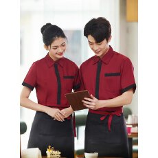 批发可定制logo奶茶咖啡饮品<b class='q'>工作服</b>舒适亲肤透气简约大气端庄<b class='q'>服务员</b>服