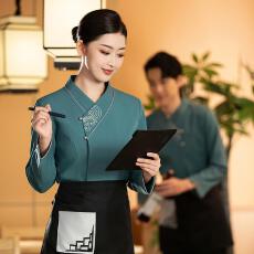 批发可定制logo餐饮奶茶咖啡工作服舒适透气长袖锦上添花服务员定制