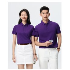 批发凉感液氨珠花185克60S翻领短袖可定制logo舒适亲肤透气休闲工作服