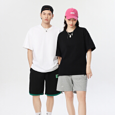 批发300克 重磅双纱 精梳紧赛纯棉潮牌大落肩<b class='q'>男</b>女款空白版<b class='q'>T</b><b class='q'>恤</b>