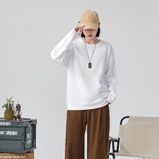 批发仿棉华棉复合圆领加绒空白版中性卫衣 <b class='q'>外贸</b>大版型大尺寸 410克