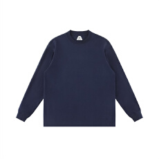 批发男款 圆领休闲百搭长袖260克重磅水光棉吸湿速干宽松T恤