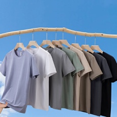 批发夏季7A抗菌黑科技薄荷防蚊纯色锦棉吸湿速干百搭休闲宽松T恤