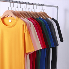 批发河北光板 200克纯棉螺纹领后包领短袖宽松潮T恤男女空白版光板