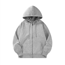 批发300克美式薄款仿棉华棉复合连帽拉链开衫潮男女款宽松卫衣