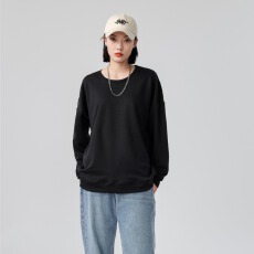 批发仿棉华棉复合圆领薄款空白版男女款卫衣 310克<b class='q'>外贸</b>大版型大尺寸