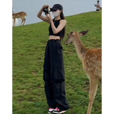 批发二种裤长--美式登山工装裤女春夏秋季高腰宽松阔腿户外速干<b class='q'>运动</b>裤