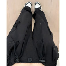 批发二种裤长--黑色工装裤女夏季新款高腰阔腿<b class='q'>休闲</b>宽松美式速干运动裤