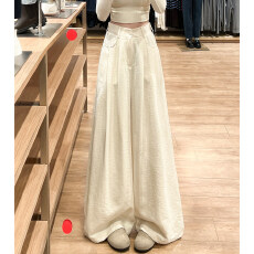 批发二种裤长--白色奶芙西装裤<b class='q'>女</b>夏季2026新款高腰宽松垂感休闲阔腿<b class='q'>裤</b>