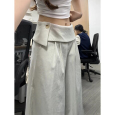批发灰色屁帘<b class='q'>西装</b>裤<b class='q'>女</b>夏季设计感小众宽松慵懒风高腰小个子垂感阔腿<b class='q'>裤</b>