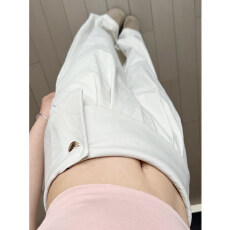 批发白色屁帘西装裤<b class='q'>女</b>夏季设计感小众宽松慵懒风高腰小个子垂感阔腿<b class='q'>裤</b>