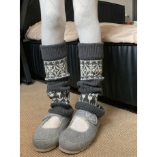 批发复古费尔岛堆堆<b class='q'>袜套</b>秋冬保暖配雪地靴打底裤加厚灰色小腿套
