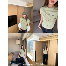 批发Ranwear'私服t'百搭圆领休闲字母印花修身显身材短款短袖T恤